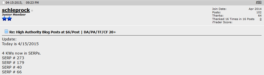 Update by schleprock, 15 Apr 2015: 4 keywords now showing in the search results, at positions 273, 179, 40 and 66.